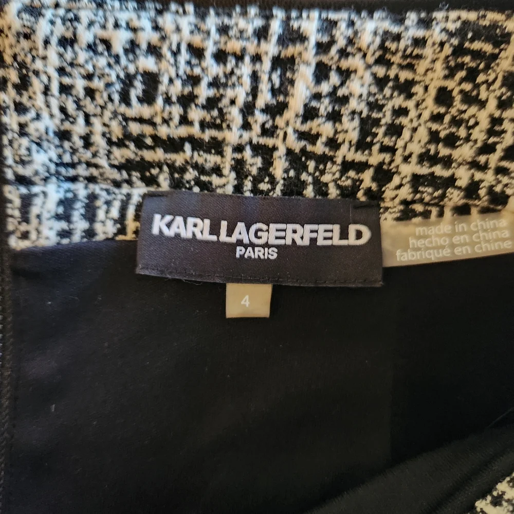 Karl Lagerfeld Paris Womens B/W Tweed Faux Trim Work A-Line Skirt size 4